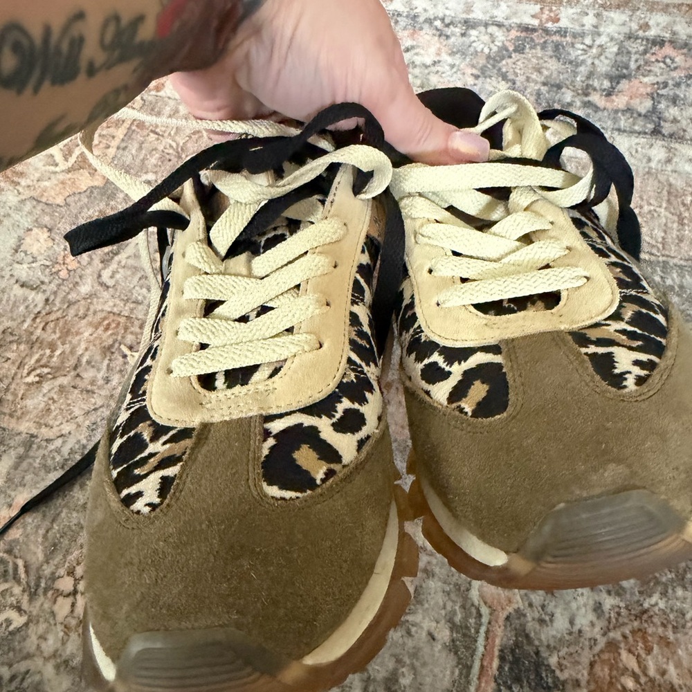 Marc Jacobs Olive Suede & Leopard Print Sneakers - Picture 5 of 7